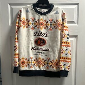 Tito's Handmade Vodka Men's Cream and Orange Crewneck Sweater